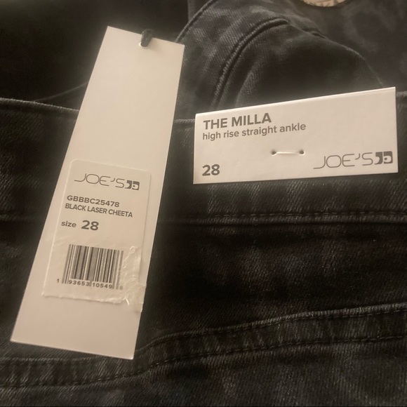 NWT Joe’s Jeans The Milla high rise straight laser ankle black cheetah 28 jeans - Picture 8 of 8